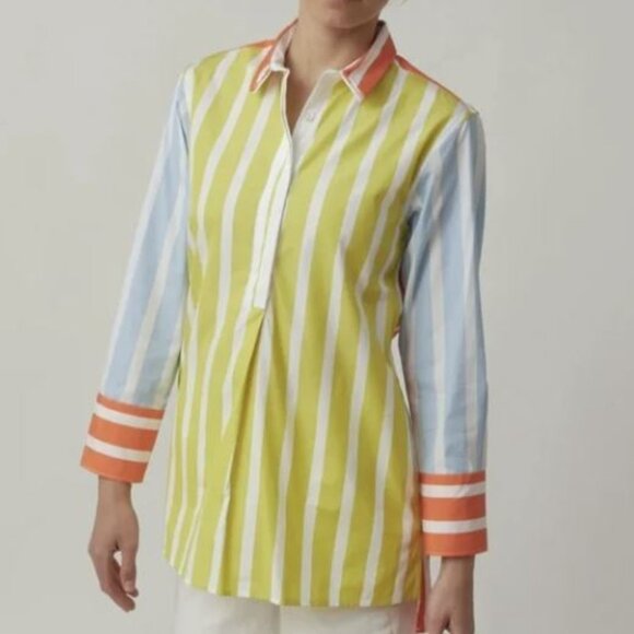 Sara Roka Striped Nattie Button Up Tunic Top Size M - Picture 8 of 8